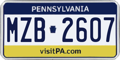 PA license plate MZB2607