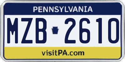 PA license plate MZB2610