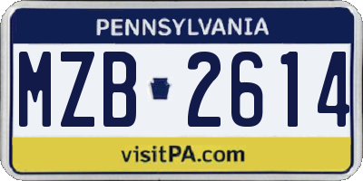 PA license plate MZB2614