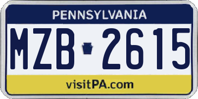 PA license plate MZB2615