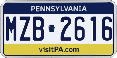 PA license plate MZB2616