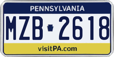 PA license plate MZB2618