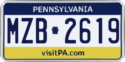 PA license plate MZB2619