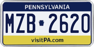 PA license plate MZB2620