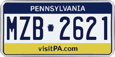 PA license plate MZB2621