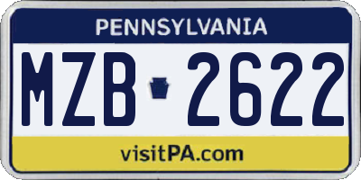 PA license plate MZB2622