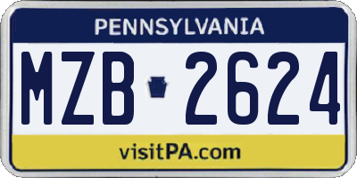 PA license plate MZB2624