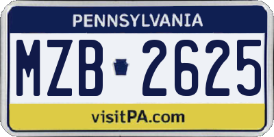 PA license plate MZB2625