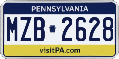 PA license plate MZB2628