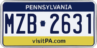 PA license plate MZB2631