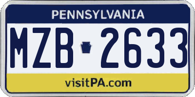 PA license plate MZB2633