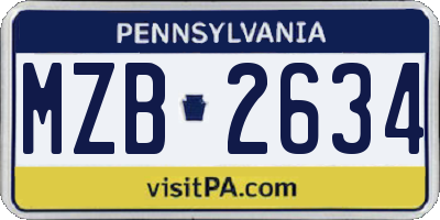 PA license plate MZB2634