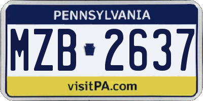 PA license plate MZB2637