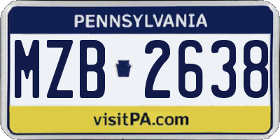PA license plate MZB2638