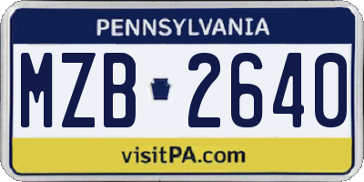 PA license plate MZB2640