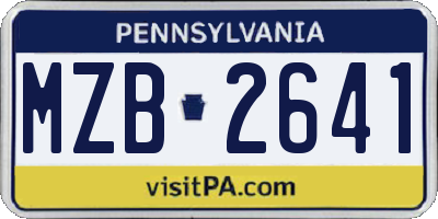 PA license plate MZB2641