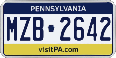 PA license plate MZB2642