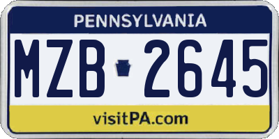 PA license plate MZB2645