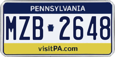 PA license plate MZB2648
