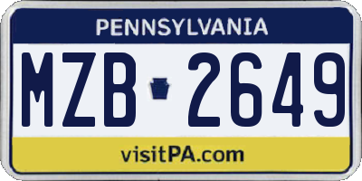 PA license plate MZB2649