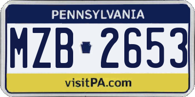 PA license plate MZB2653