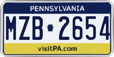 PA license plate MZB2654