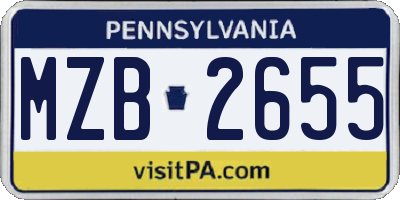 PA license plate MZB2655