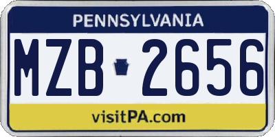 PA license plate MZB2656