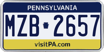 PA license plate MZB2657