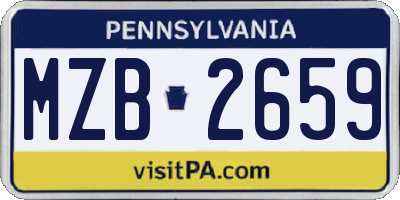 PA license plate MZB2659