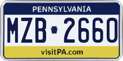 PA license plate MZB2660