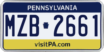 PA license plate MZB2661