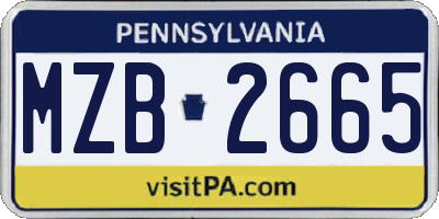 PA license plate MZB2665