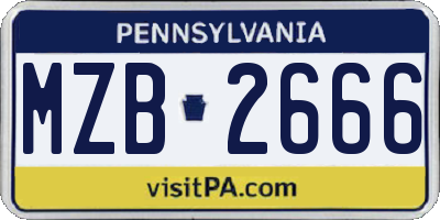 PA license plate MZB2666