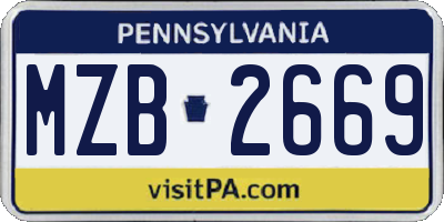 PA license plate MZB2669