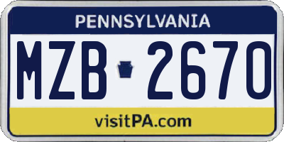 PA license plate MZB2670