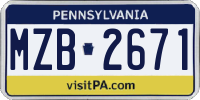 PA license plate MZB2671