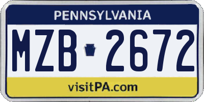 PA license plate MZB2672