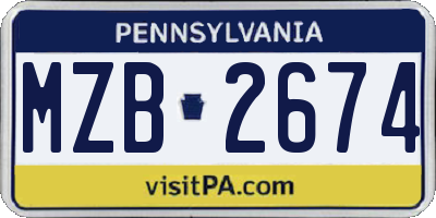 PA license plate MZB2674