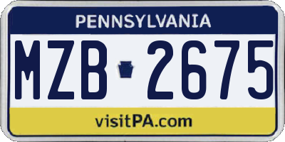 PA license plate MZB2675