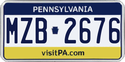 PA license plate MZB2676