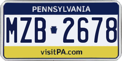 PA license plate MZB2678