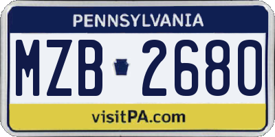 PA license plate MZB2680