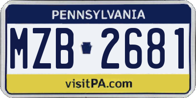 PA license plate MZB2681