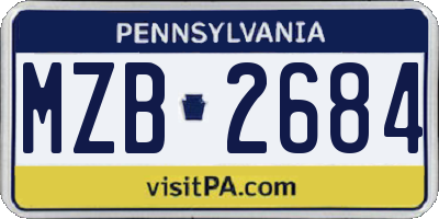 PA license plate MZB2684