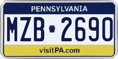 PA license plate MZB2690