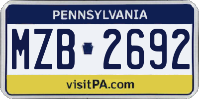 PA license plate MZB2692