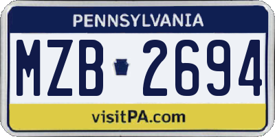 PA license plate MZB2694