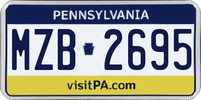 PA license plate MZB2695