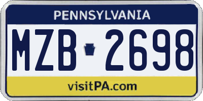 PA license plate MZB2698